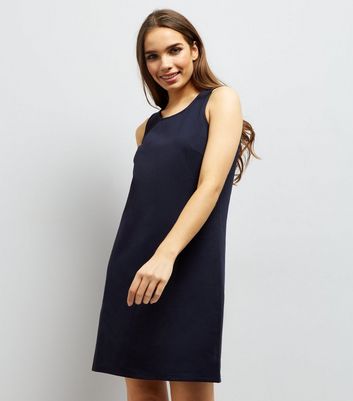 navy sleeveless shift dress