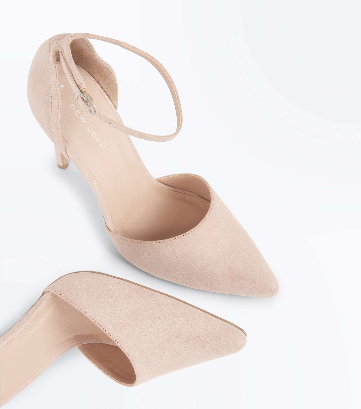 Nude Suedette Keyhole Back Pointed Court Shoes Image 4