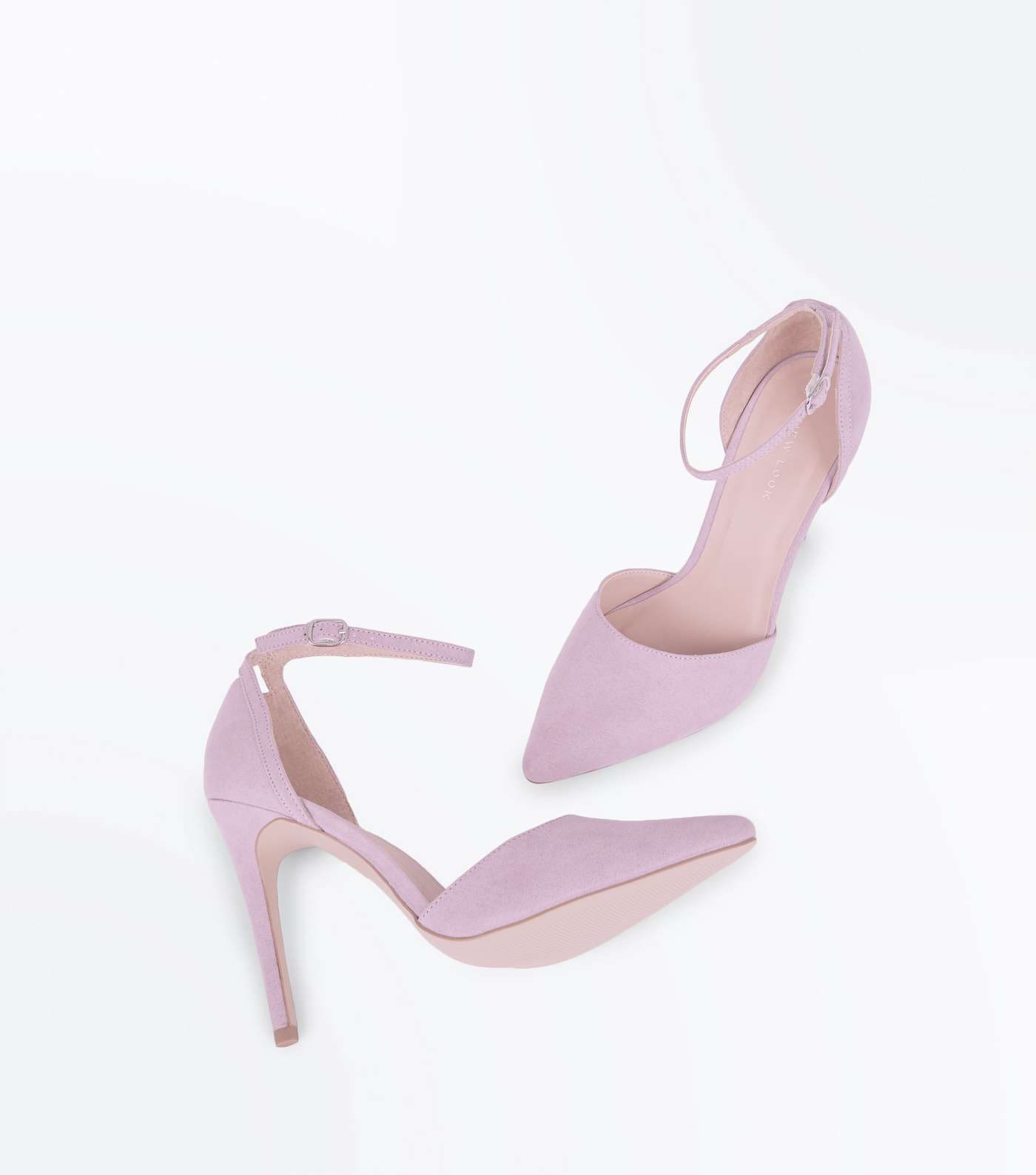 Lilac Suedette Keyhole Back Pointed Court Shoes Image 3
