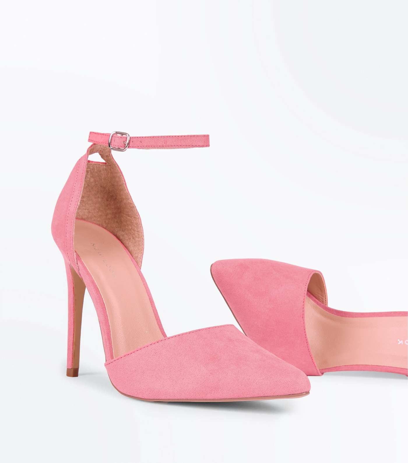 Bright Pink Suedette Keyhole Back Pointed Court Shoes Image 4