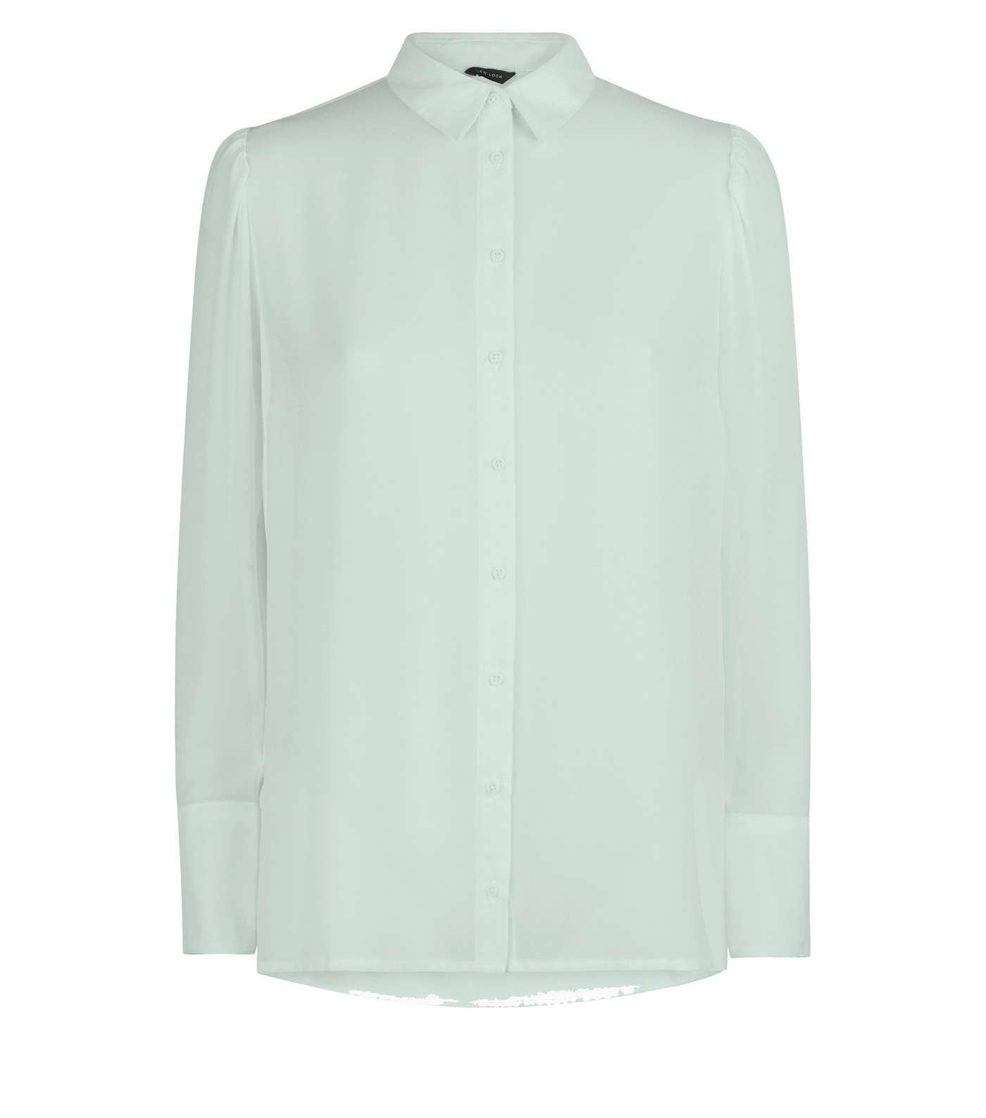Mint Green Chiffon Long Sleeve Shirt Image 4