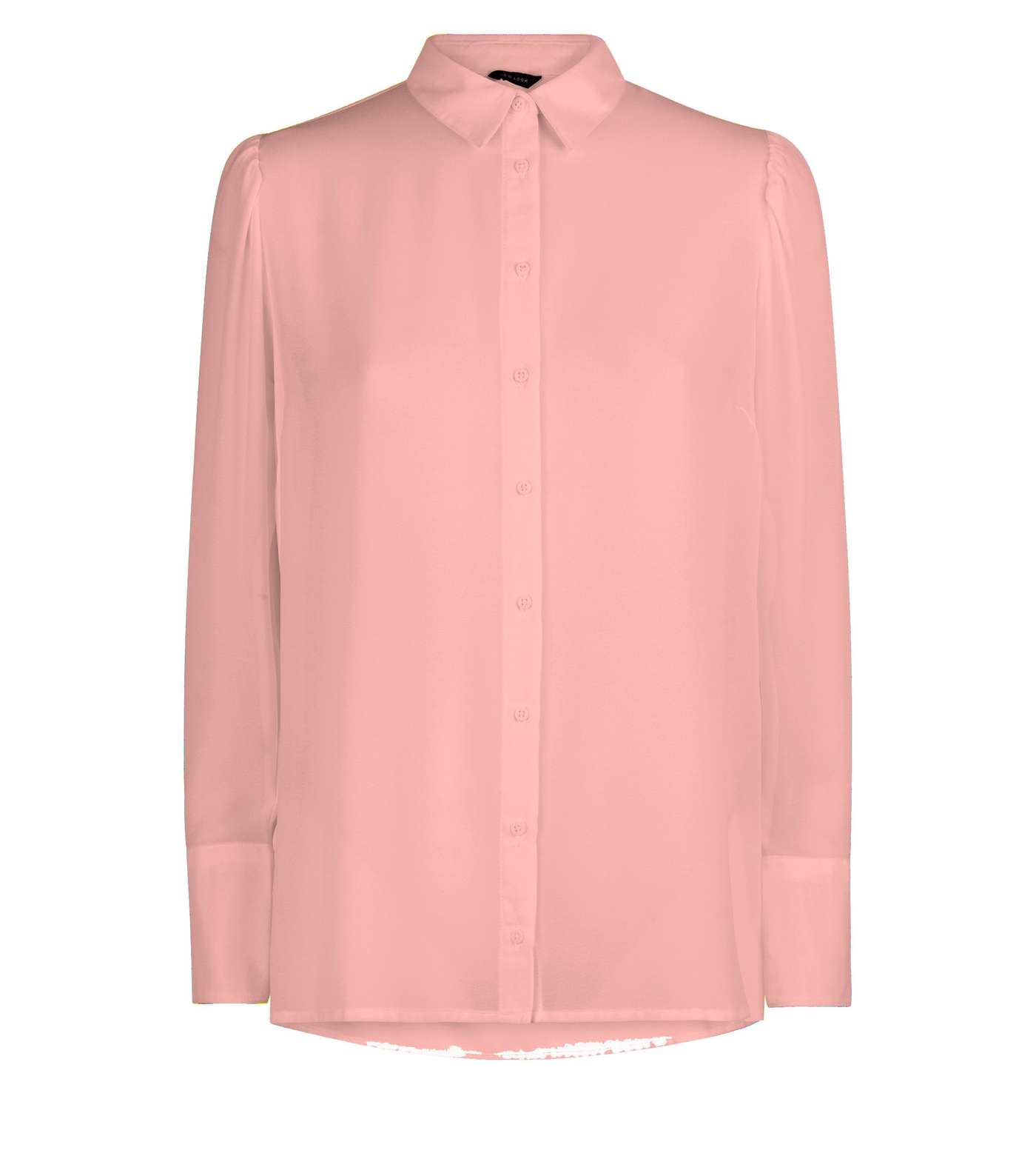 Coral Chiffon Long Sleeve Shirt Image 4