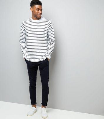 White Stripe Long Sleeve Oversized T-Shirt New Look