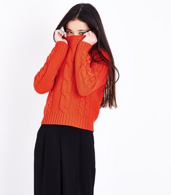 orange cable knit jumper