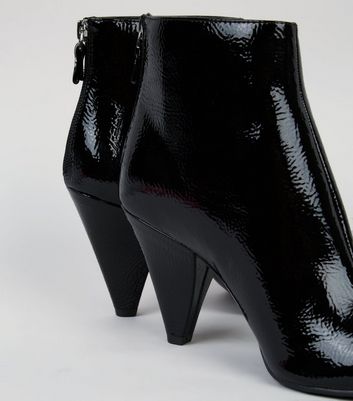 black cone heel ankle boots