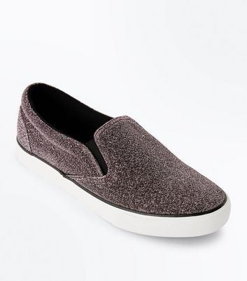 black sparkly slip on trainers