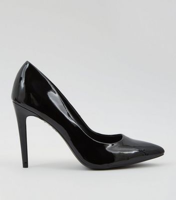 Black Patent Pointed Court Shoes | New Look
