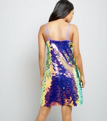 Petite Pink Iridescent Sequin Strappy Dress New Look