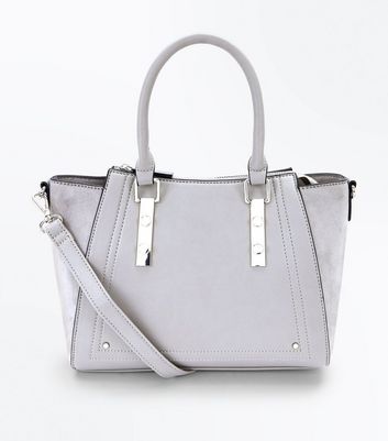 Tagr Grey Small Structured Tote Bag By New Look Grey Small Structured Tote Bag By New Look