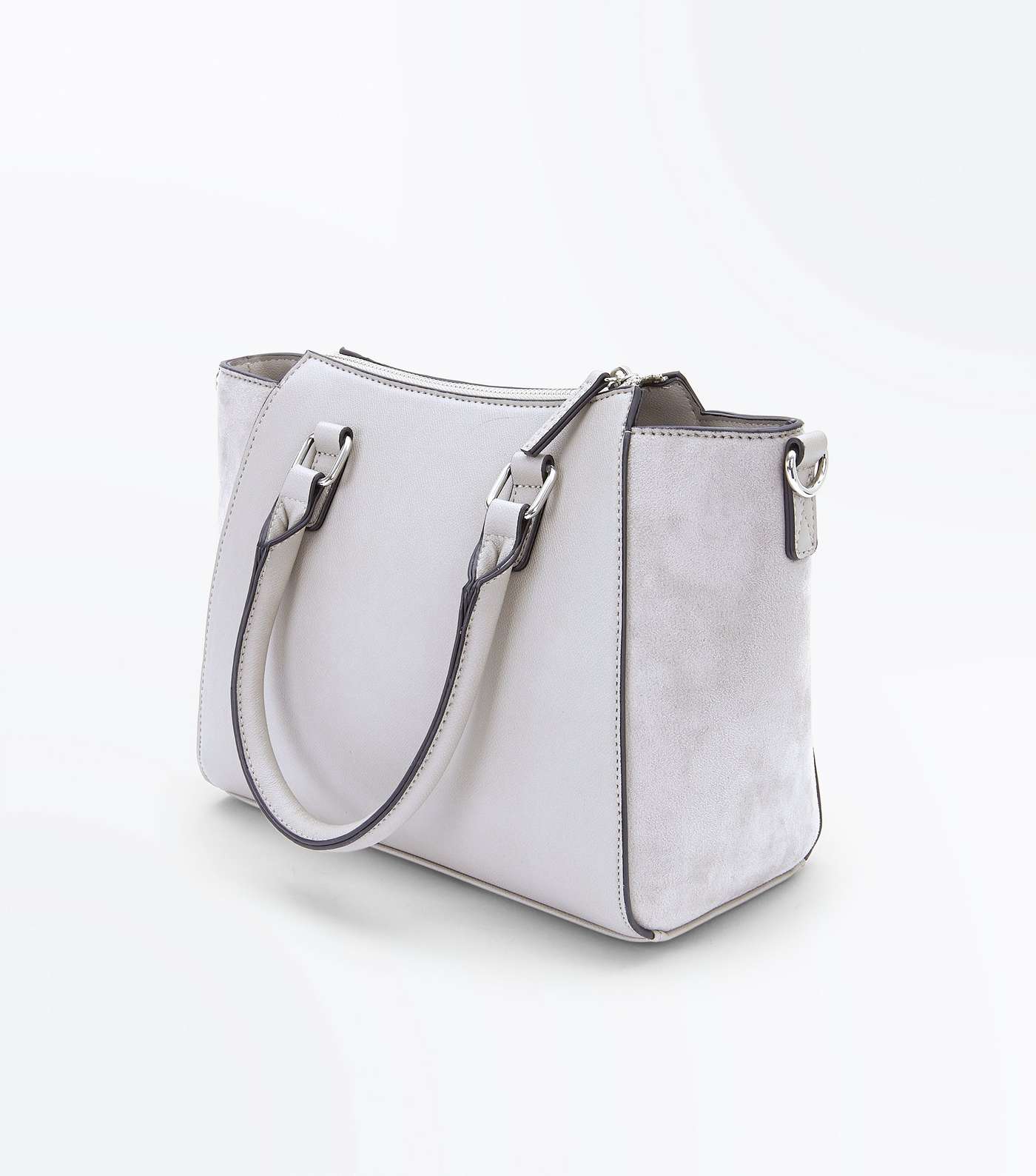 Grey Small Structured Tote Bag Image 6