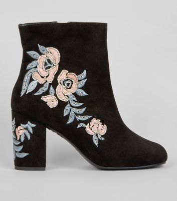 flowery ankle boots