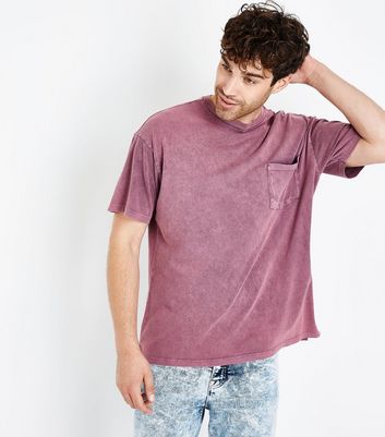 Pink Acid Wash Front Pocket T-Shirt New Look