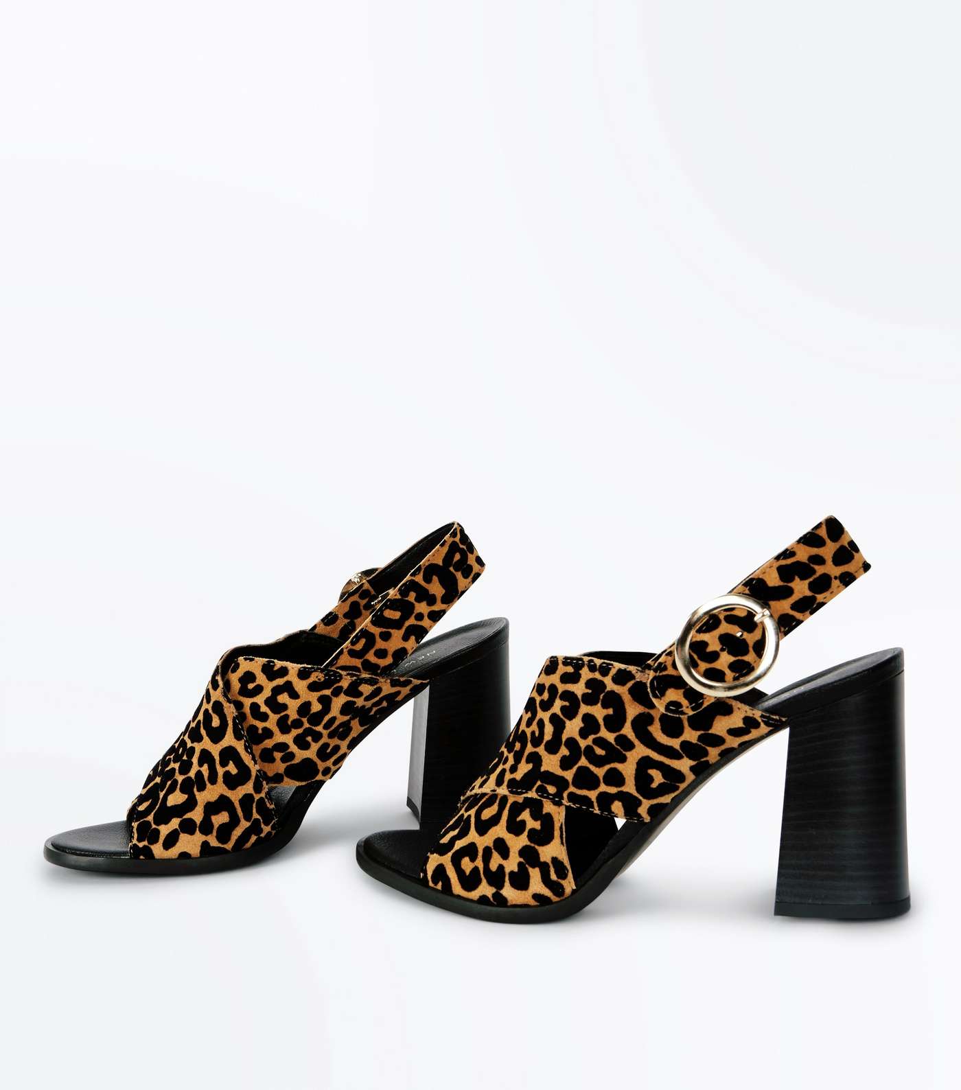 Tan Premium Suede Leopard Print Heels Image 5