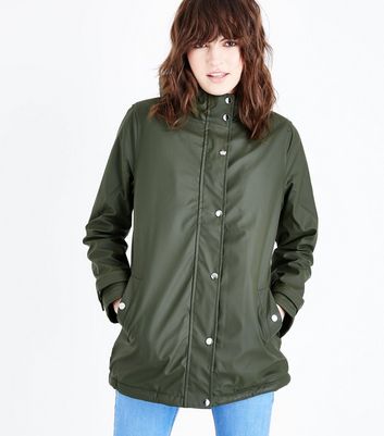 Khaki Borg Lined Anorak | New Look