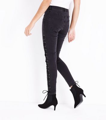 lace up jeans new look