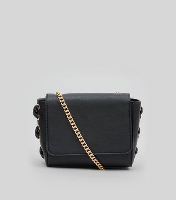 black chain side bag