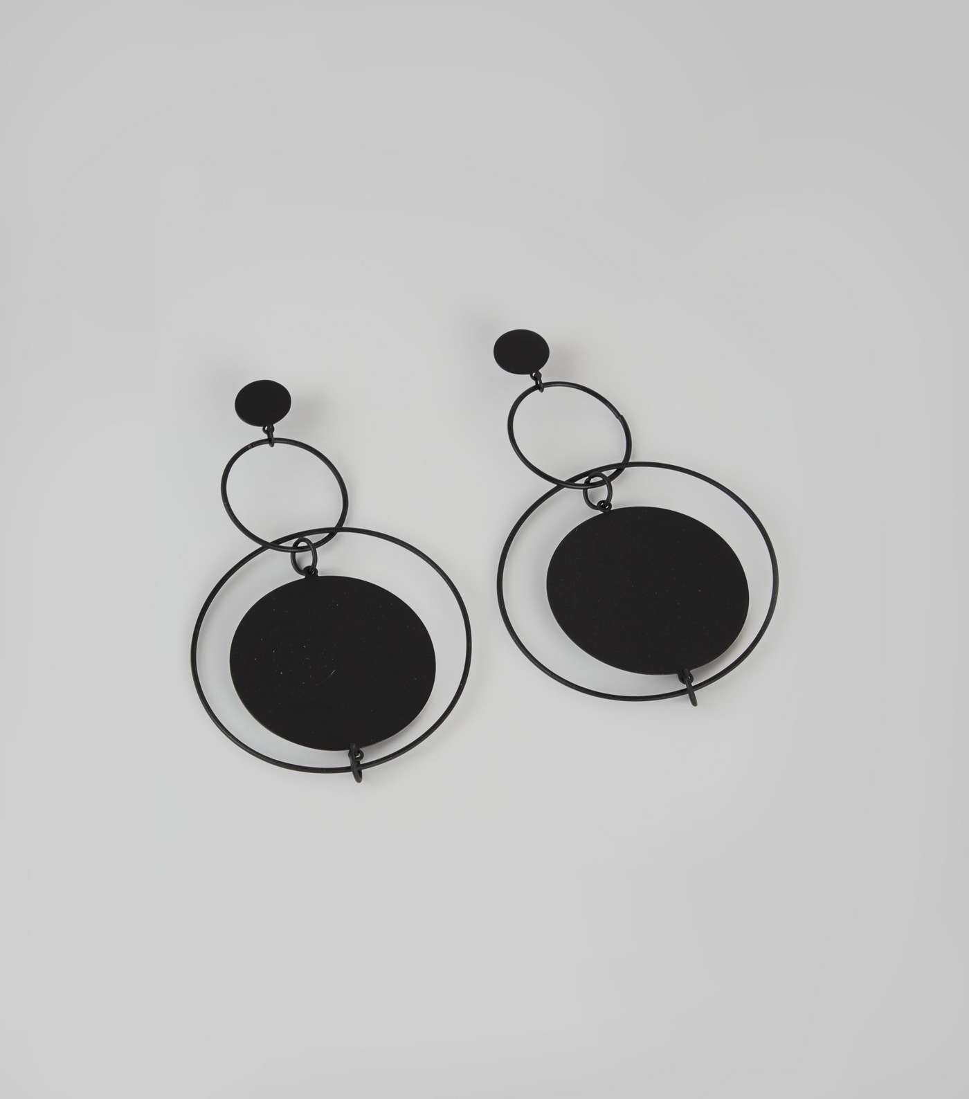 Black Matt Disc Hoop Earrings
