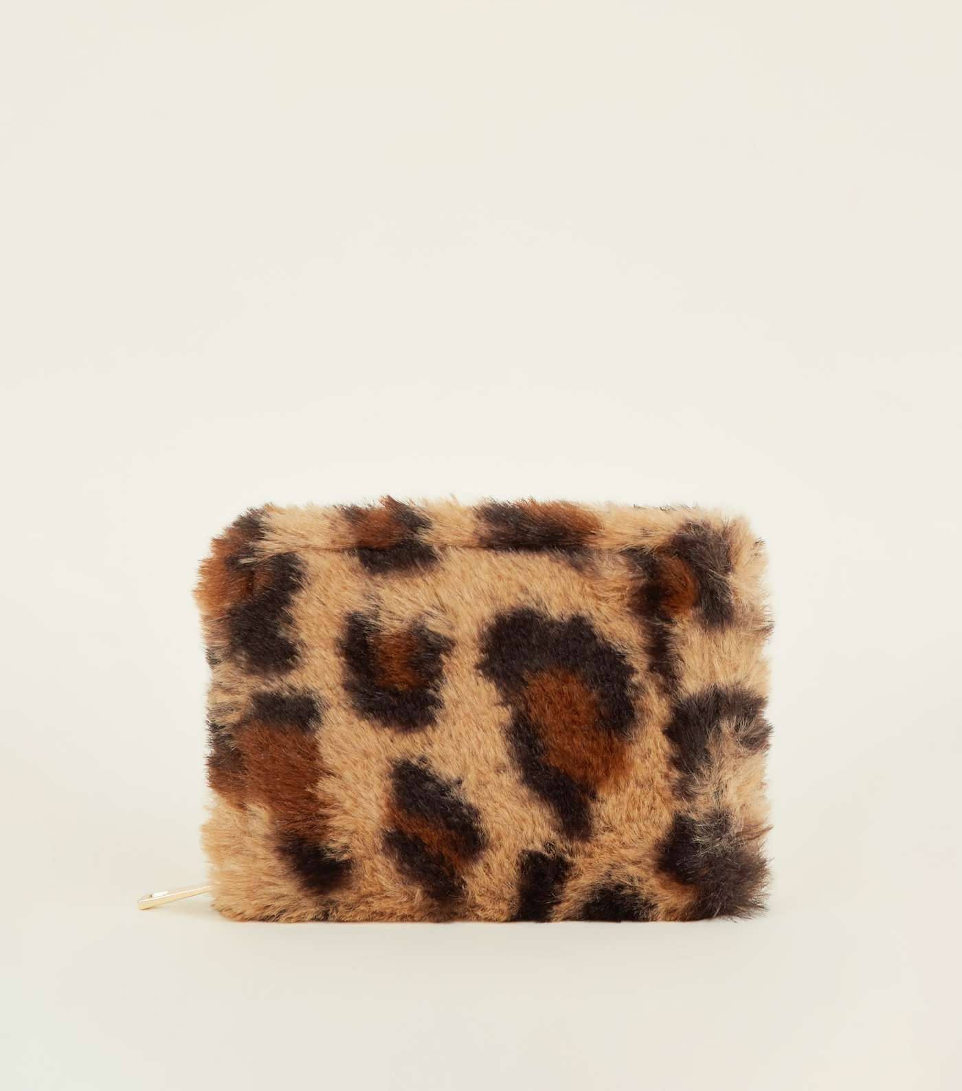 Brown Leopard Print Faux Fur Card Holder