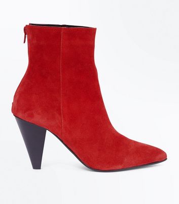 red shoe boots new look