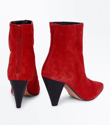 red cone heel boots