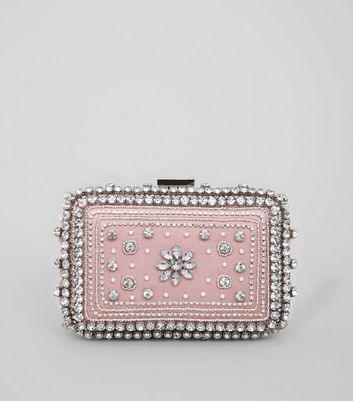 pink diamante clutch bag