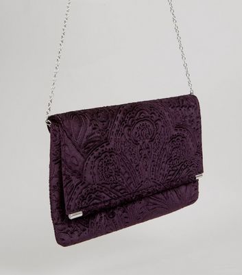 purple clutch bag new look