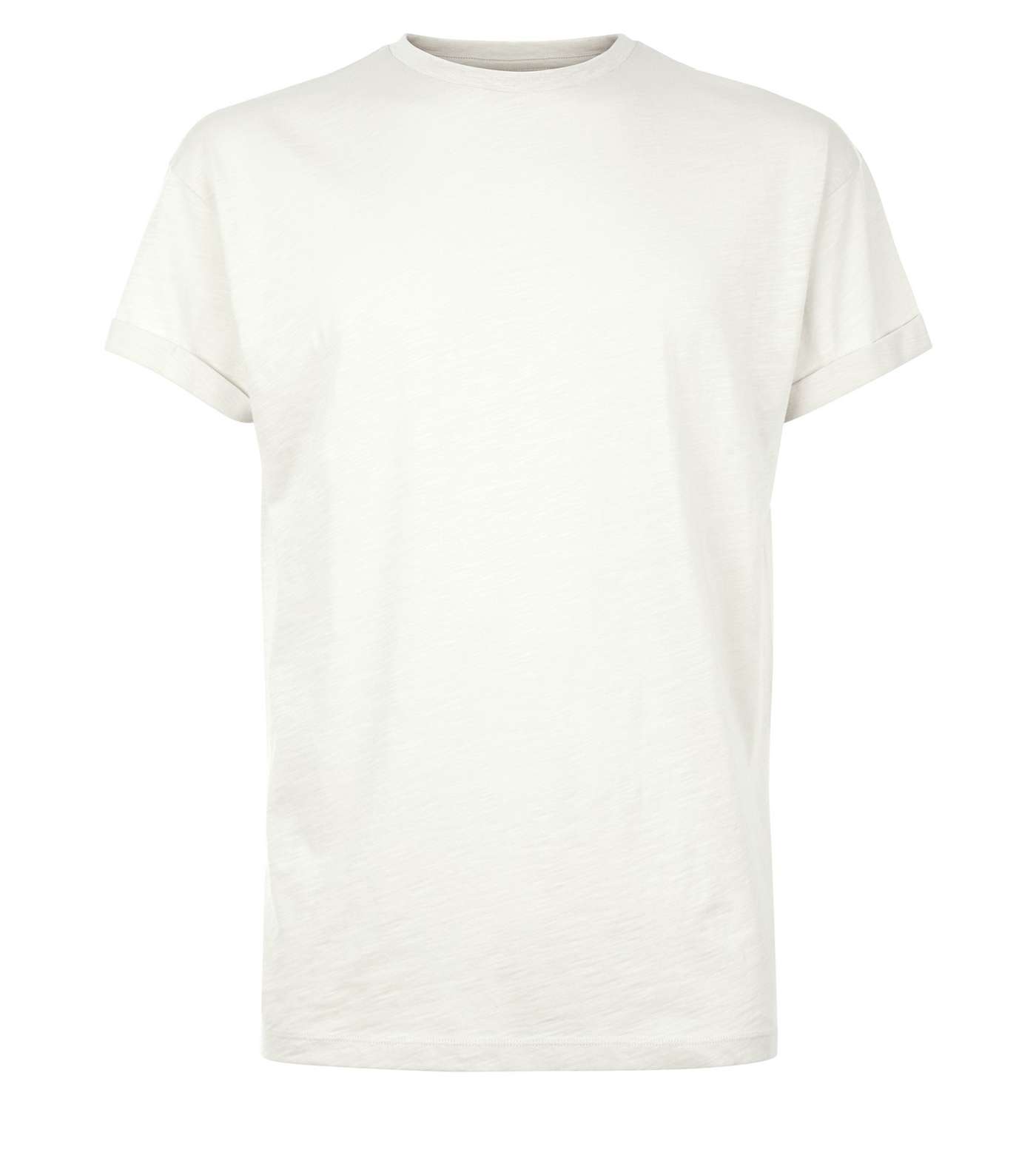 Pale Grey Cotton Rolled Sleeve T-Shirt Image 4