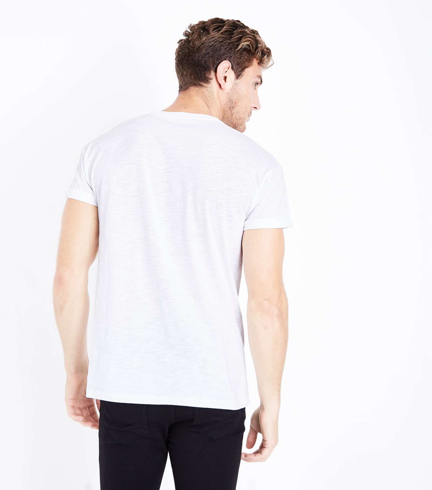 White Cotton Short Sleeve T-Shirt Image 3