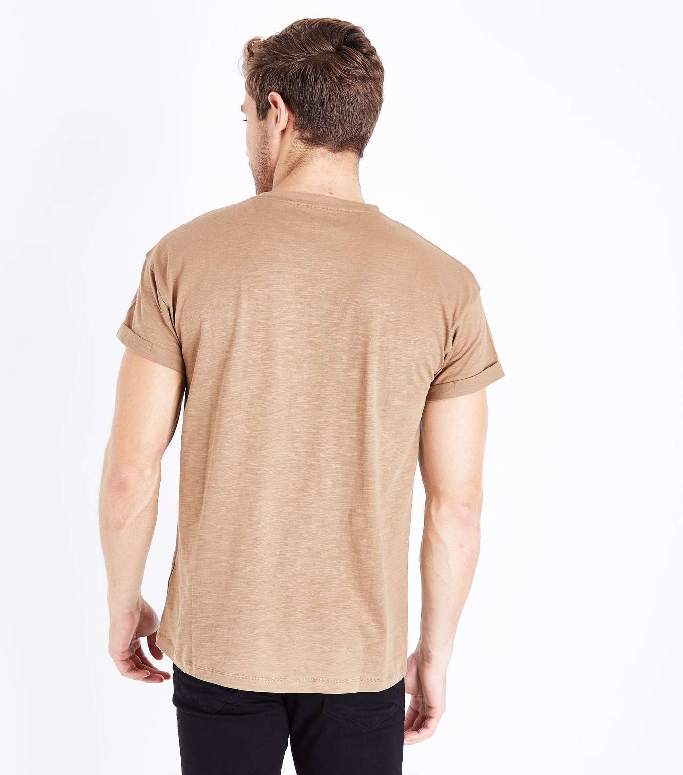 Camel Cotton Rolled Sleeve T-Shirt Image 3
