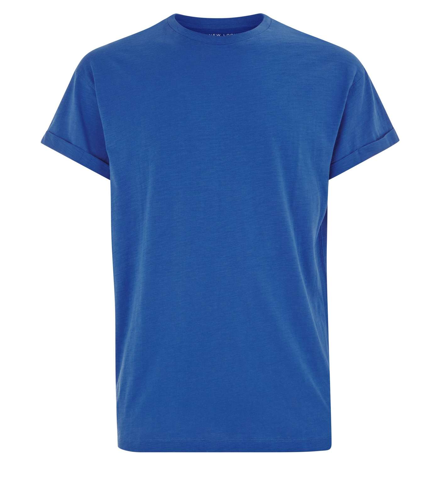 Blue Cotton Rolled Sleeve T-Shirt Image 4