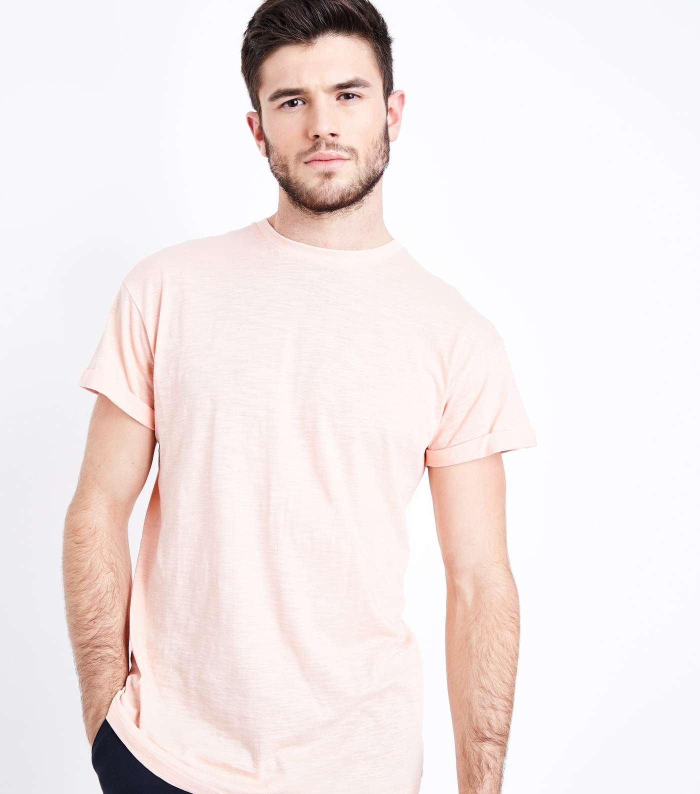 Shell Pink Cotton Rolled Sleeve T-Shirt