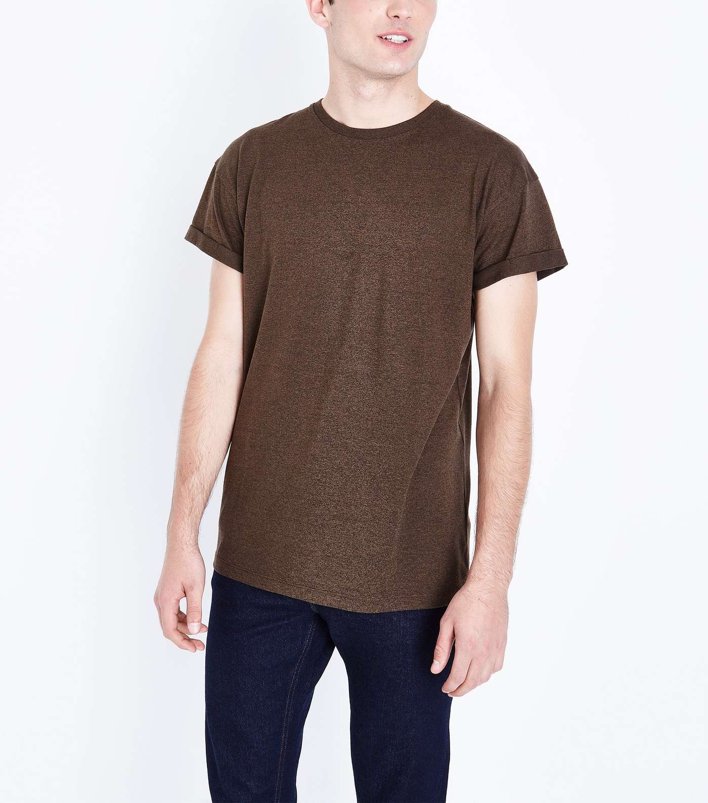 Brown Rolled Sleeve T-Shirt