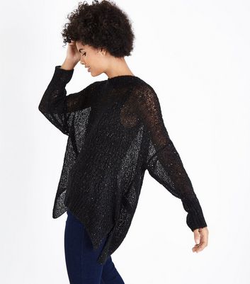 black loose knit jumper