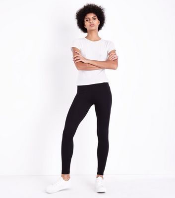 Black Cotton Mix High Waist Leggings 