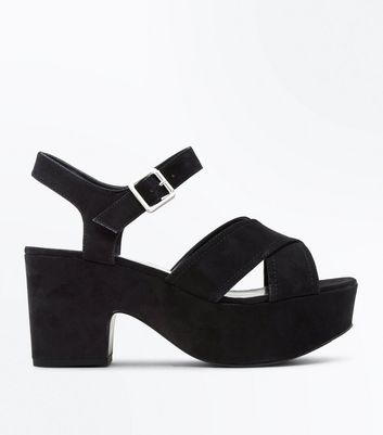 wide fit platform block heels