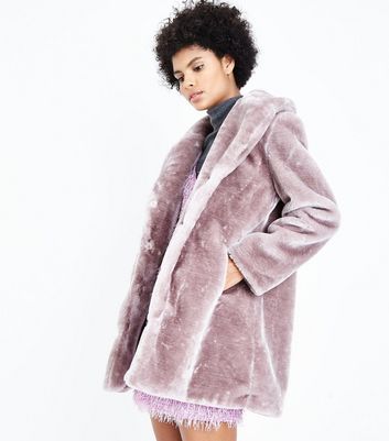 new look pink faux fur teddy coat