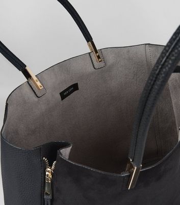 black tote handbag with zip