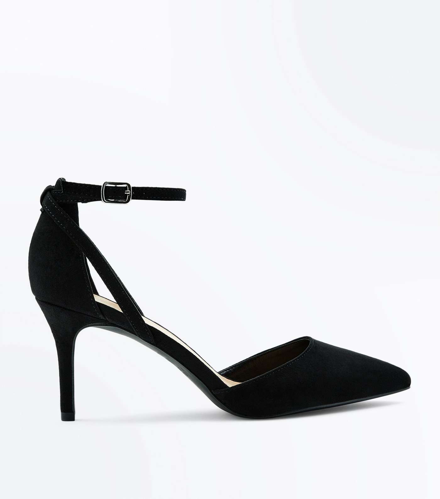Black Suedette Cross Over Ankle Strap Courts