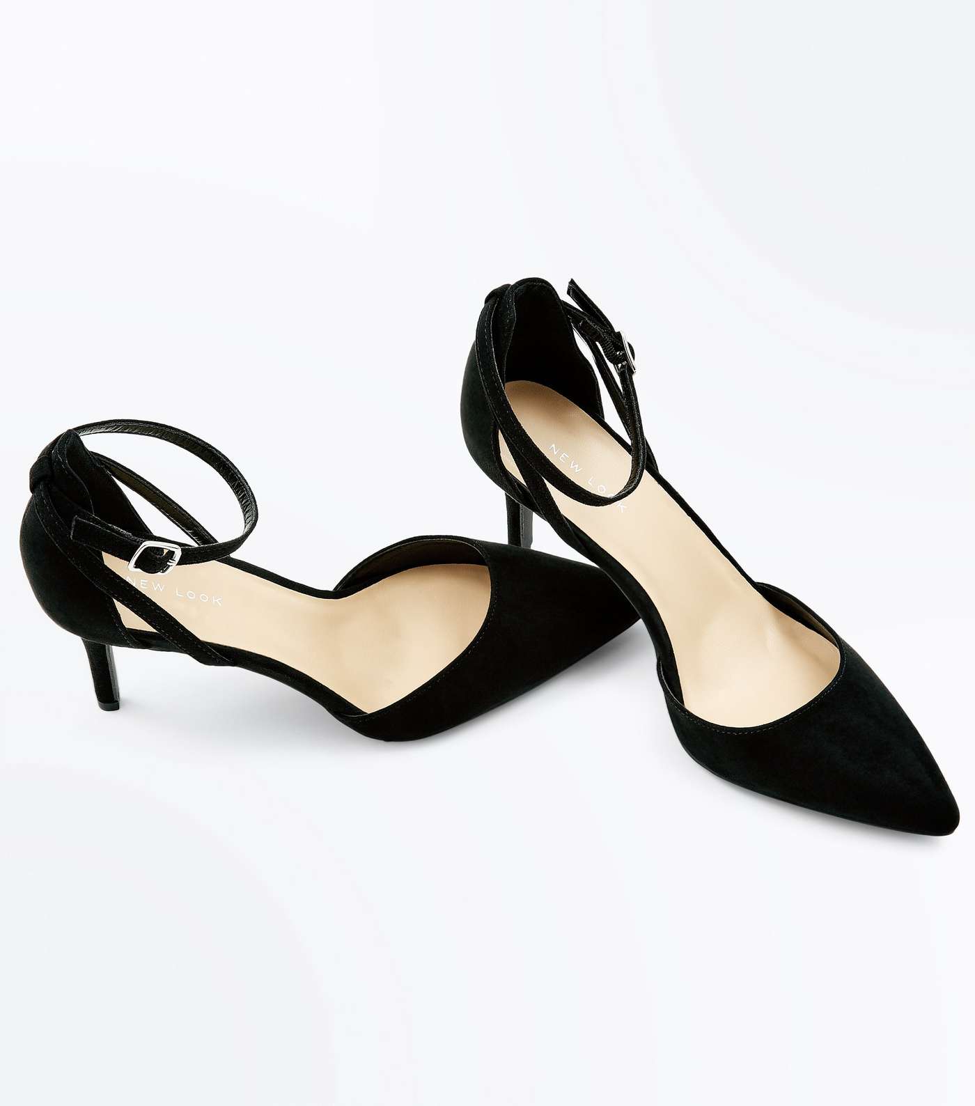 Black Suedette Cross Over Ankle Strap Courts Image 3