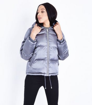 blue hooded puffer jacket