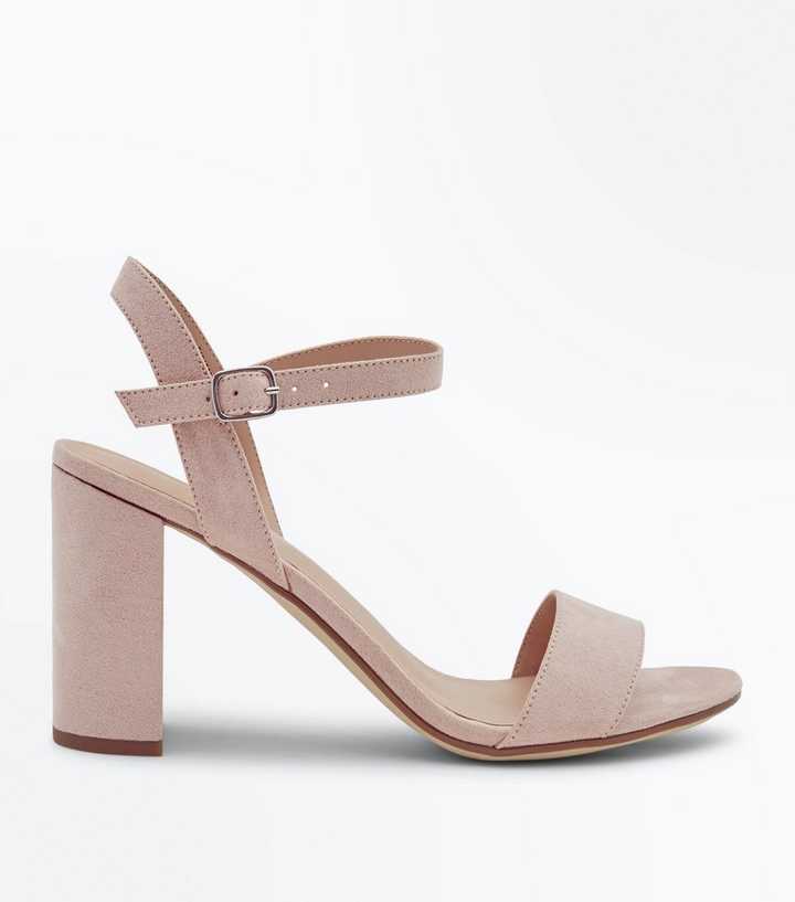 Nude Suedette Block Heel Sandals