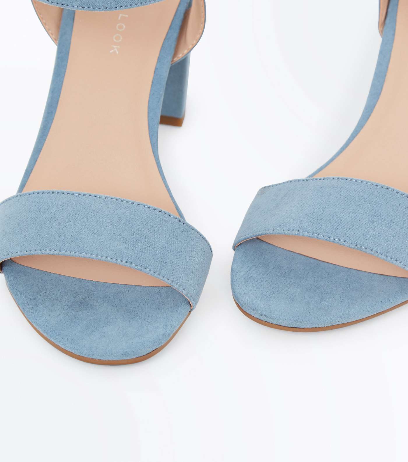 Pale Blue Suedette Block Heel Sandals Image 3