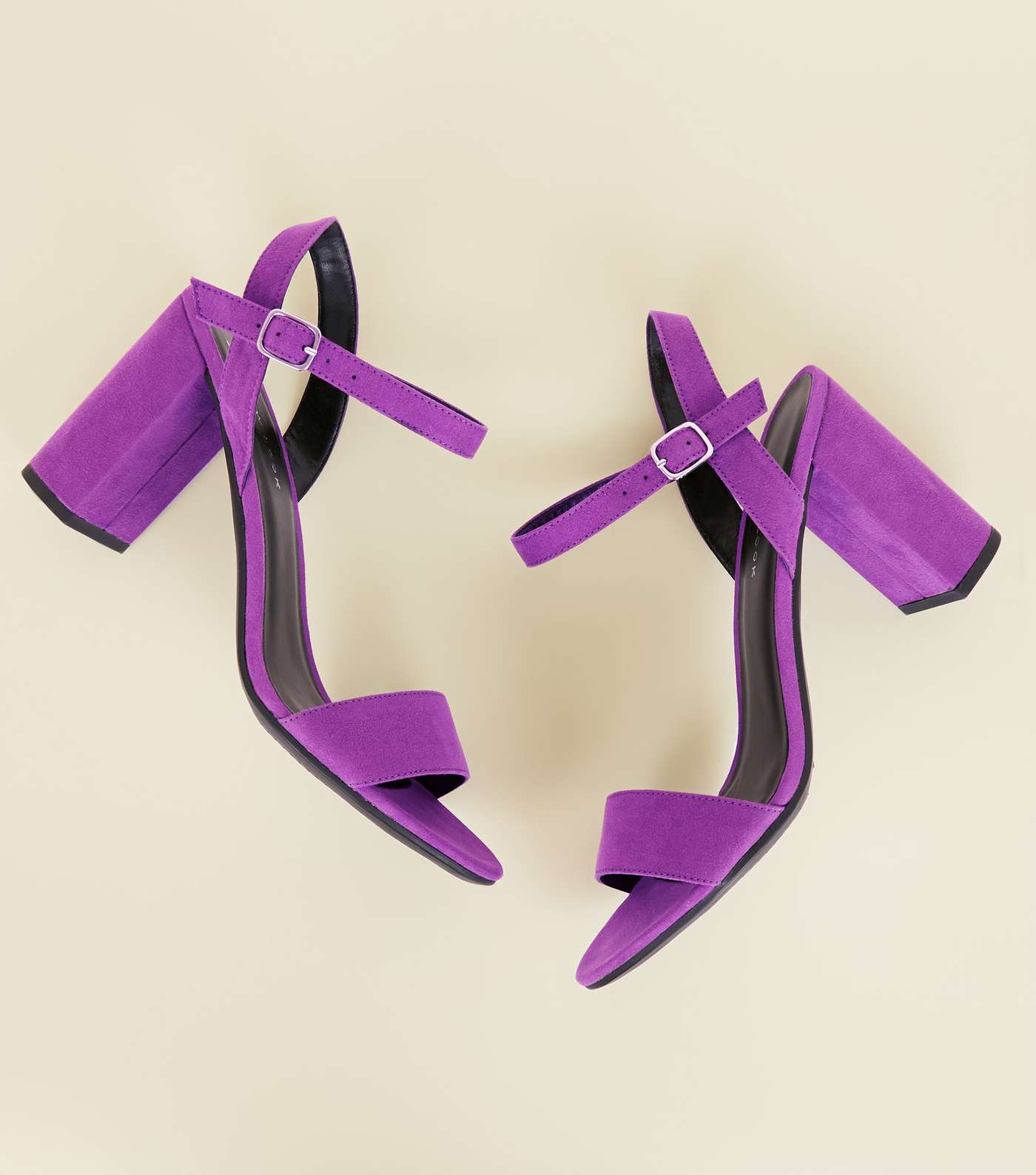 Purple Suedette Block Heel Sandals Image 3