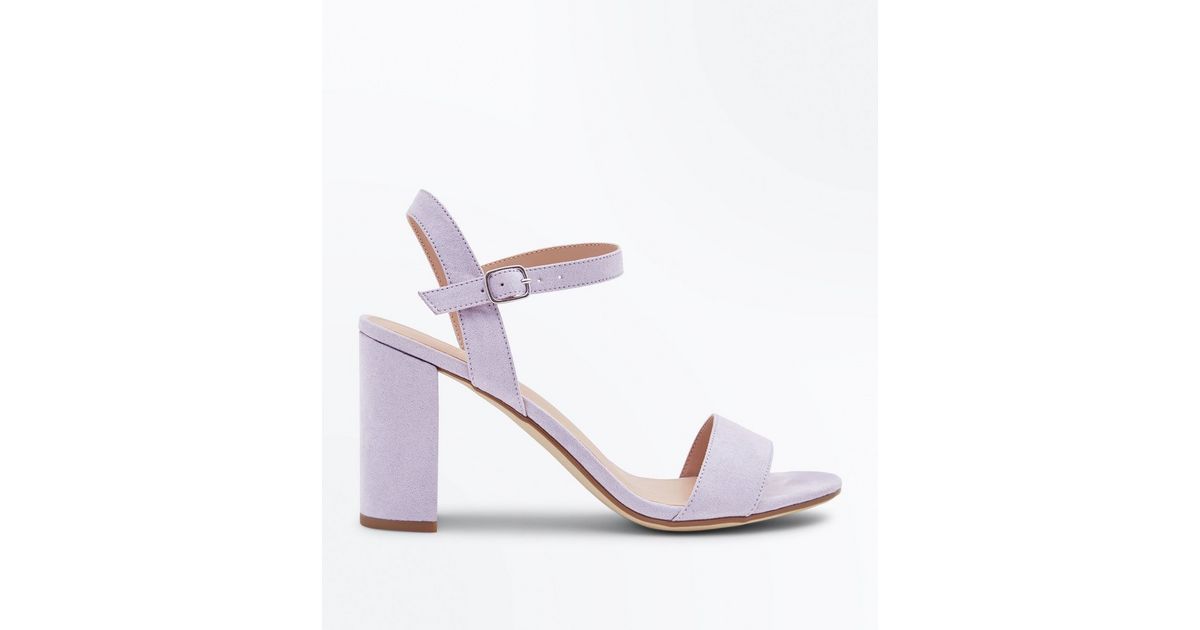 Lilac Suedette Block Heel Sandals New Look