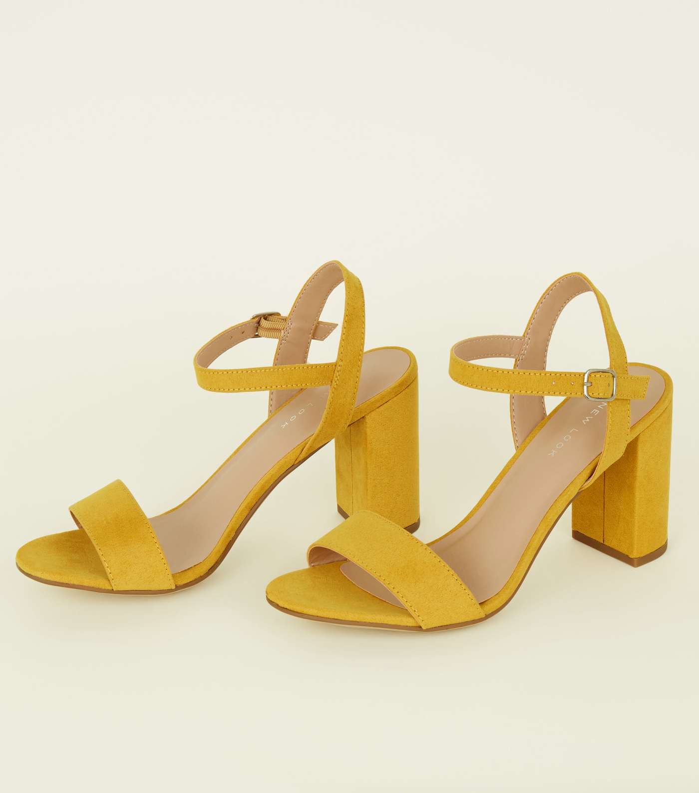 Mustard Suedette Block Heel Sandals Image 3
