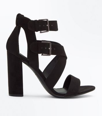 new look black strappy shoes