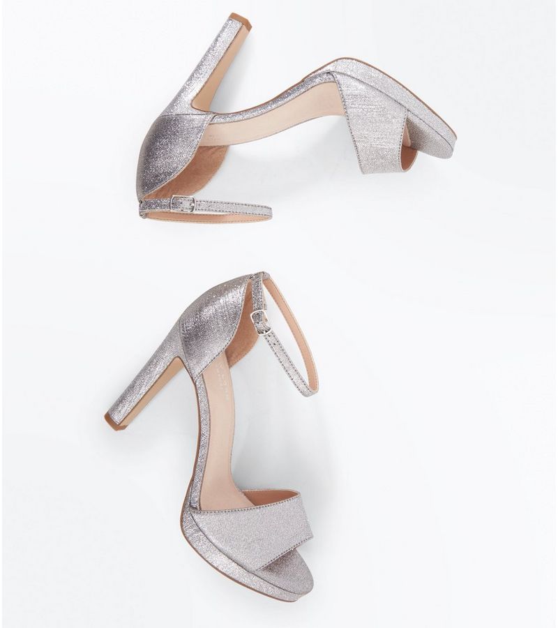 New Look Silver Glitter Comfort Platform Block Heel Sandals at £29.99 | love the brands
