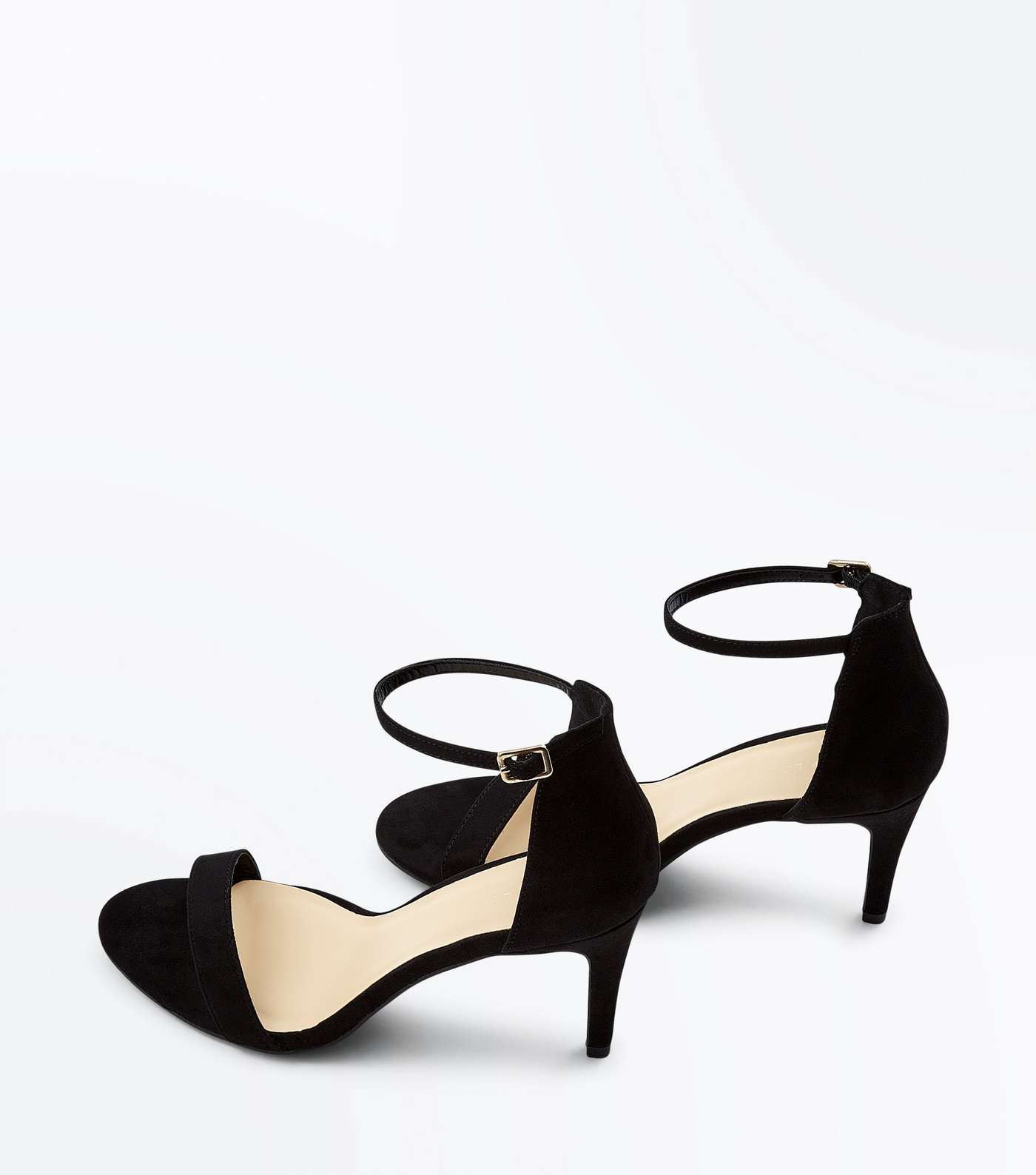 Black Suedette Stiletto Heeled Sandals Image 4