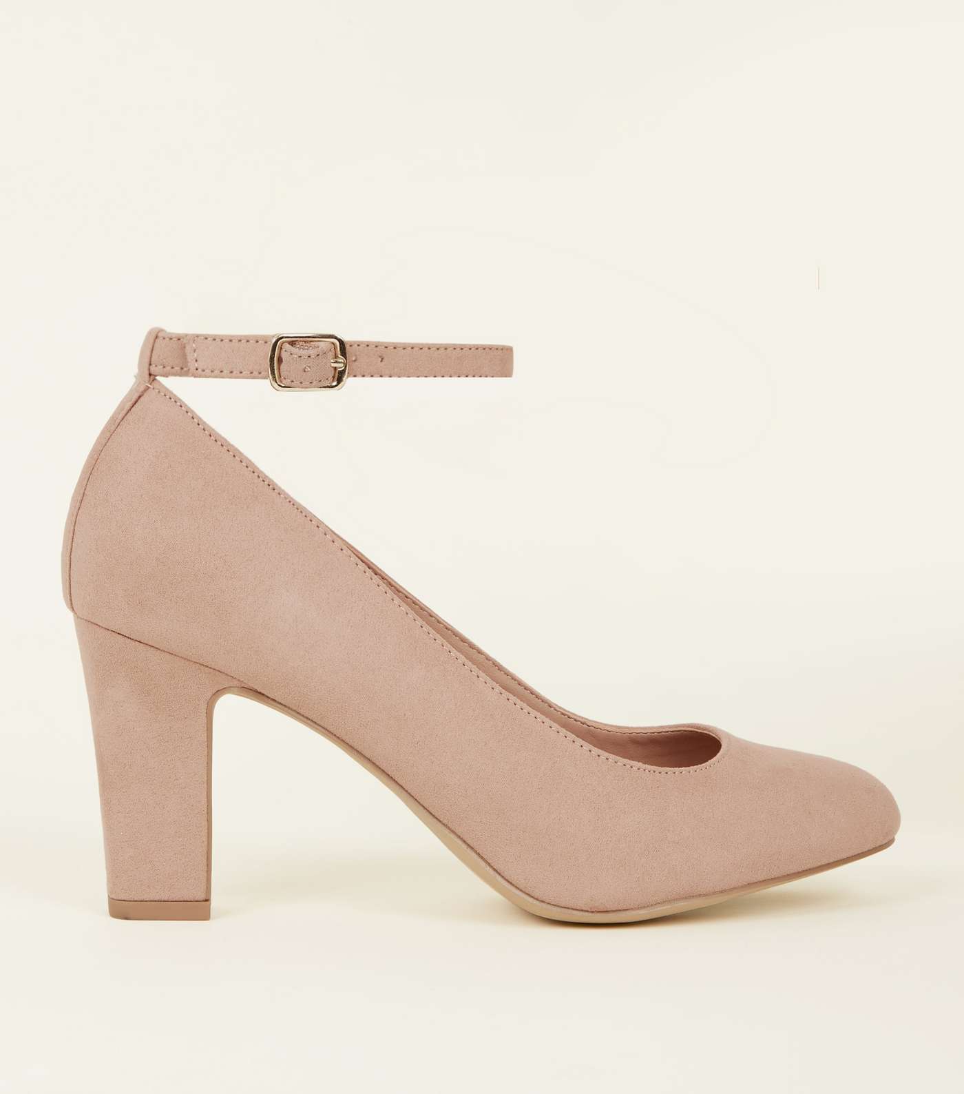 Nude Suedette Ankle Strap Court Shoes