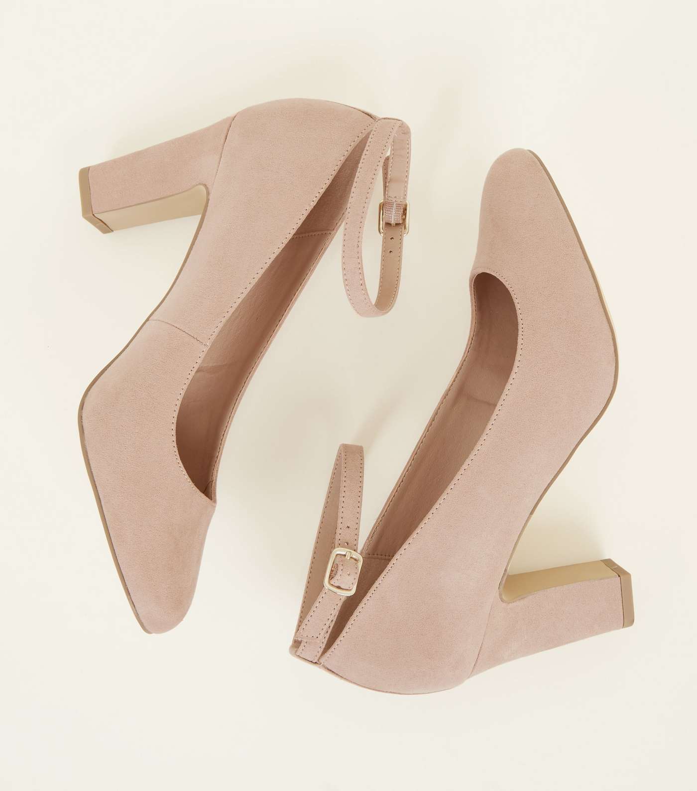 Nude Suedette Ankle Strap Court Shoes Image 3